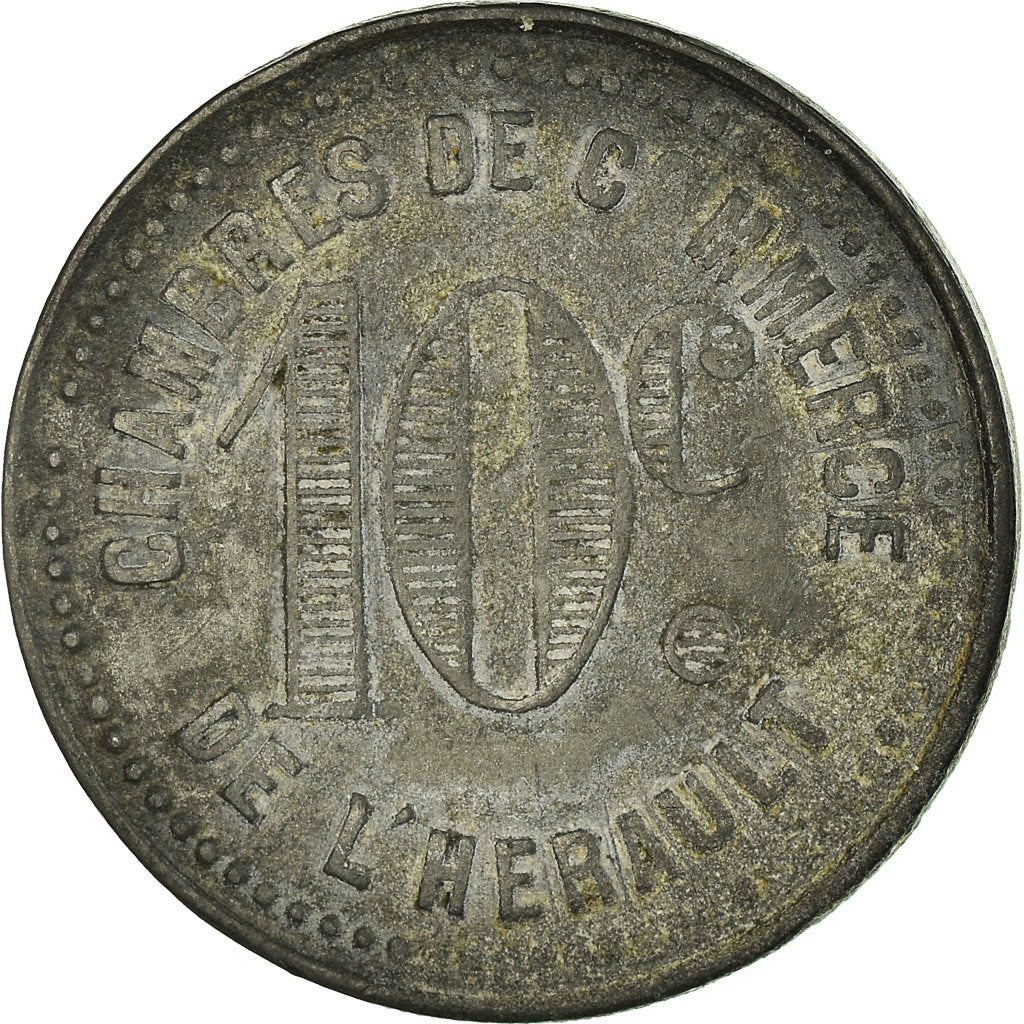 Munten, Frankrijk, Chambres de Commerce de l'Hérault, 10 Centimes, ZF, Zinc