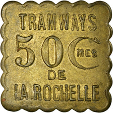 Munten, Frankrijk, Tramways, La Rochelle, 50 Centimes, ZF+, Tin, Elie:70.7