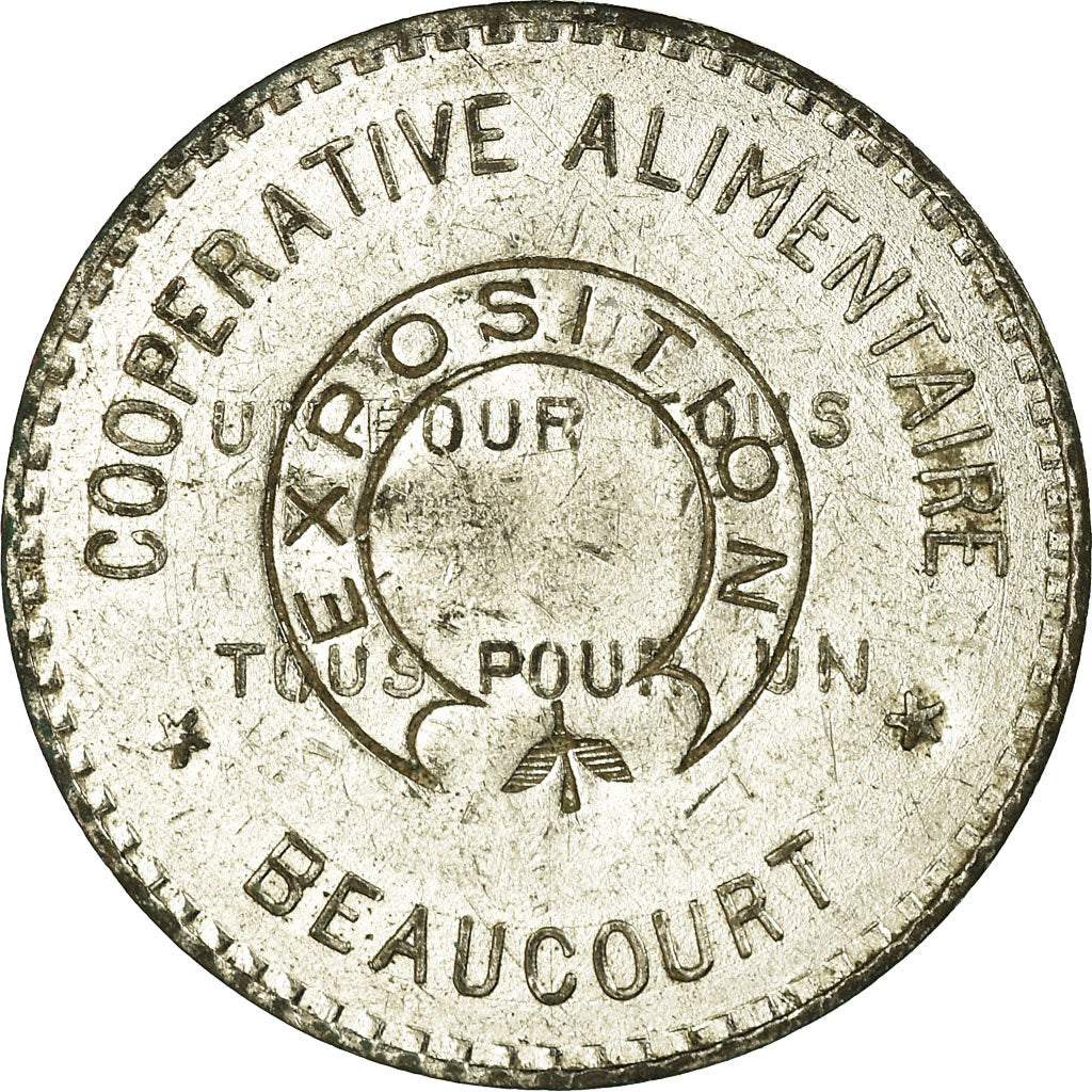Monnaie, France, Coopérative Alimentaire, Beaucourt, 10 Centimes, TTB+, Laiton