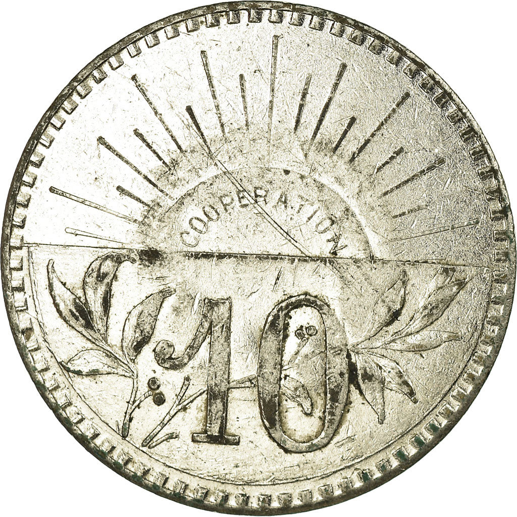 Monnaie, France, Coopérative Alimentaire, Beaucourt, 10 Centimes, TTB+, Laiton