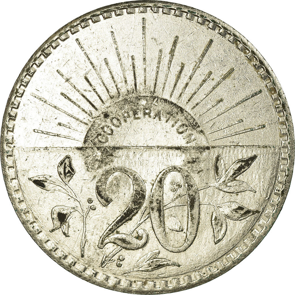 Coin, France, Coopérative Alimentaire, Beaucourt, 20 Centimes, AU(50-53)