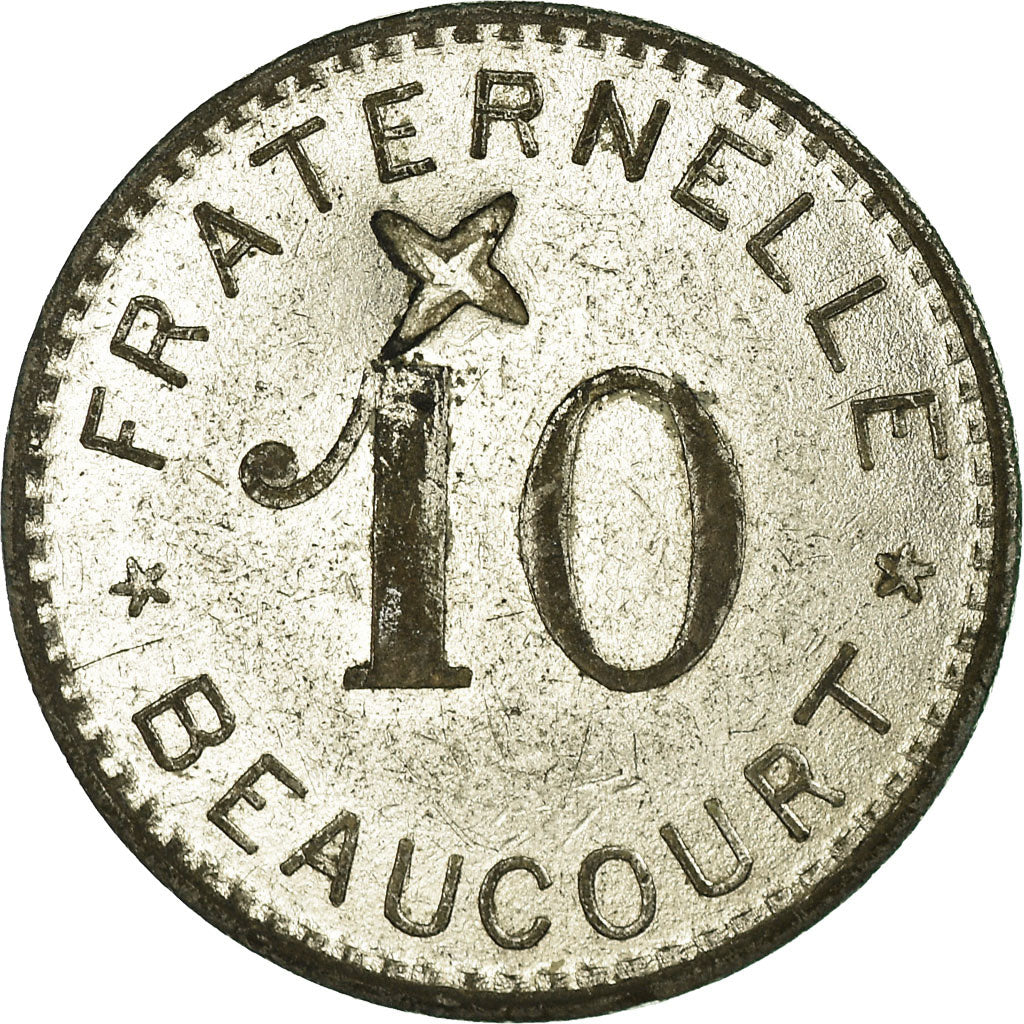 Moneta, Francja, Fraternelle, Beaucourt, 10 Centimes, AU(50-53), Nickel plated