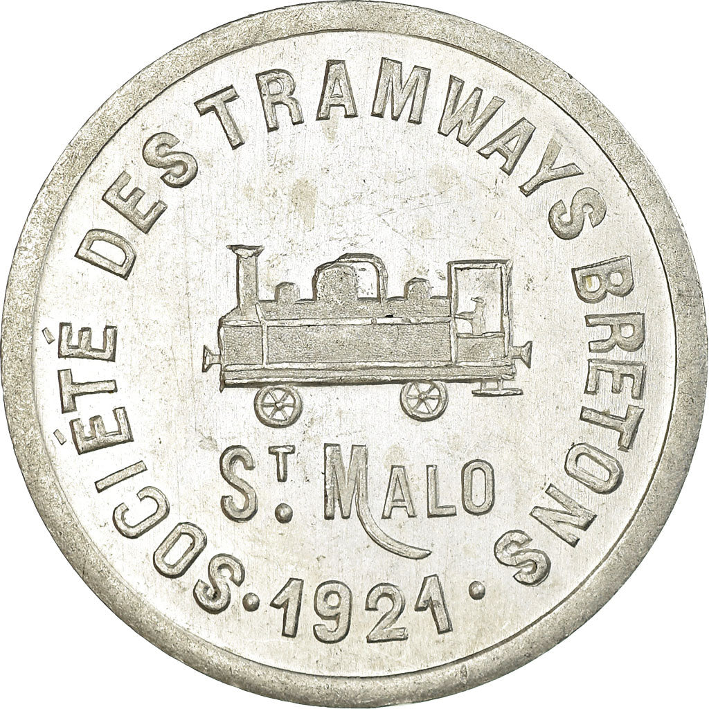 Münze, Frankreich, Société des Tramways Bretons, Saint-Malo, 10 Centimes