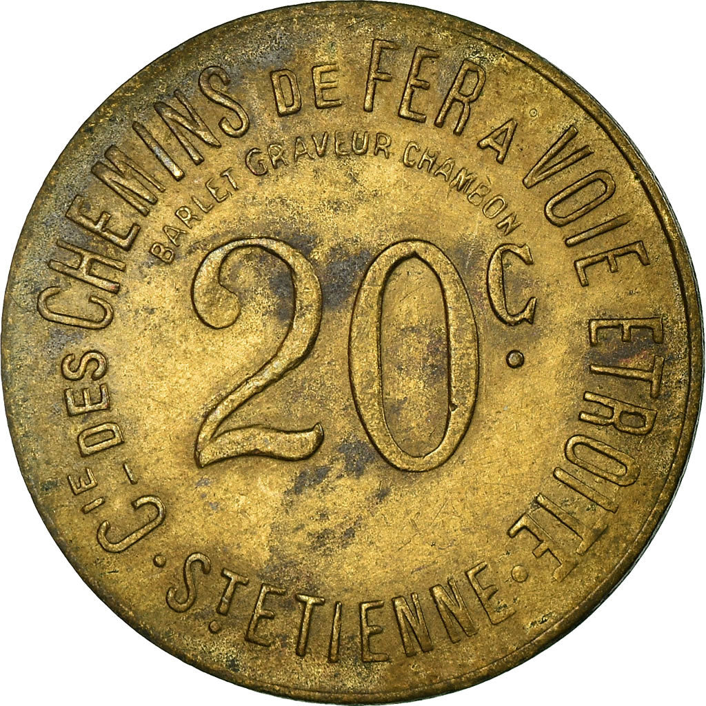 Münze, Frankreich, Cie des Chemins de Fer à Voie Etroite, Saint-Etienne, 20