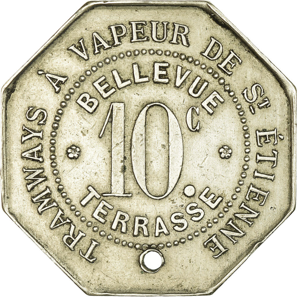 Monnaie, France, Tramways à vapeur, Saint-Etienne, 10 Centimes, TTB
