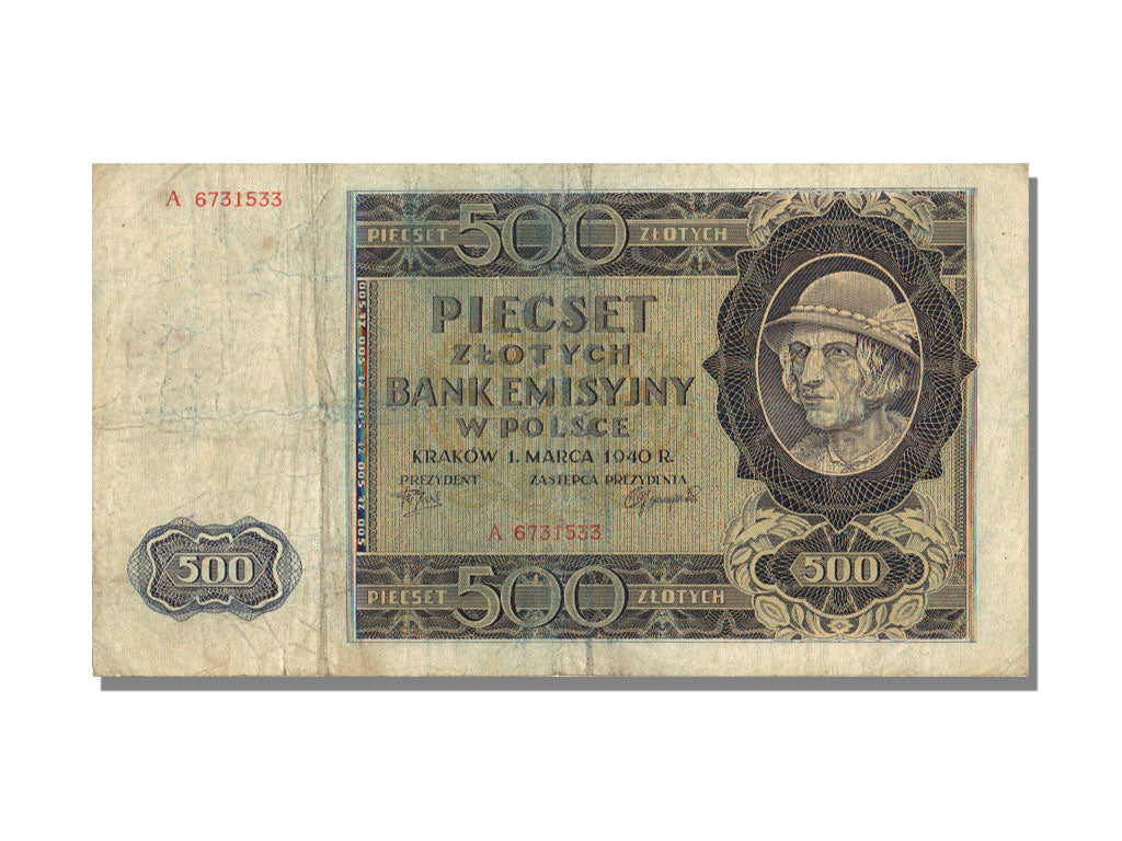 Poland, 500 Zlotych, 1940, KM #98, 1940-03-01, EF(40-45), A