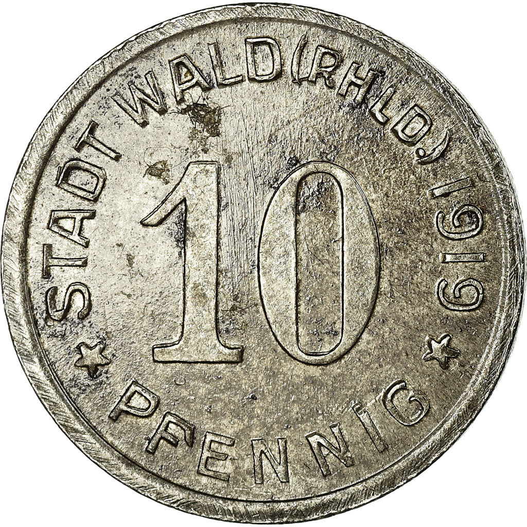 Coin, Germany, Stadt Wald (Rhld), Wald, 10 Pfennig, 1919, EF(40-45), Iron