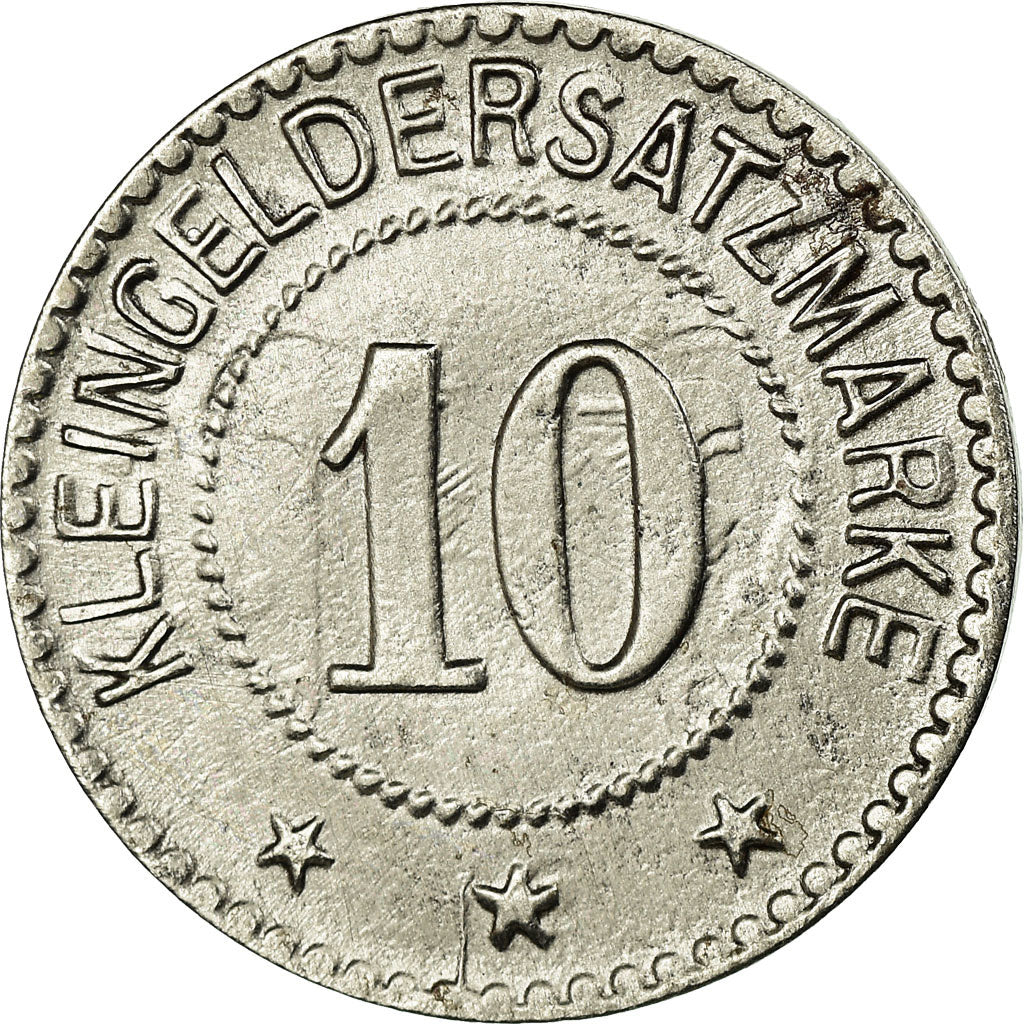 Moneda, Alemania, Stadt Weida, Kleingeldersatzmarke, Weida, 10 Pfennig, 1918