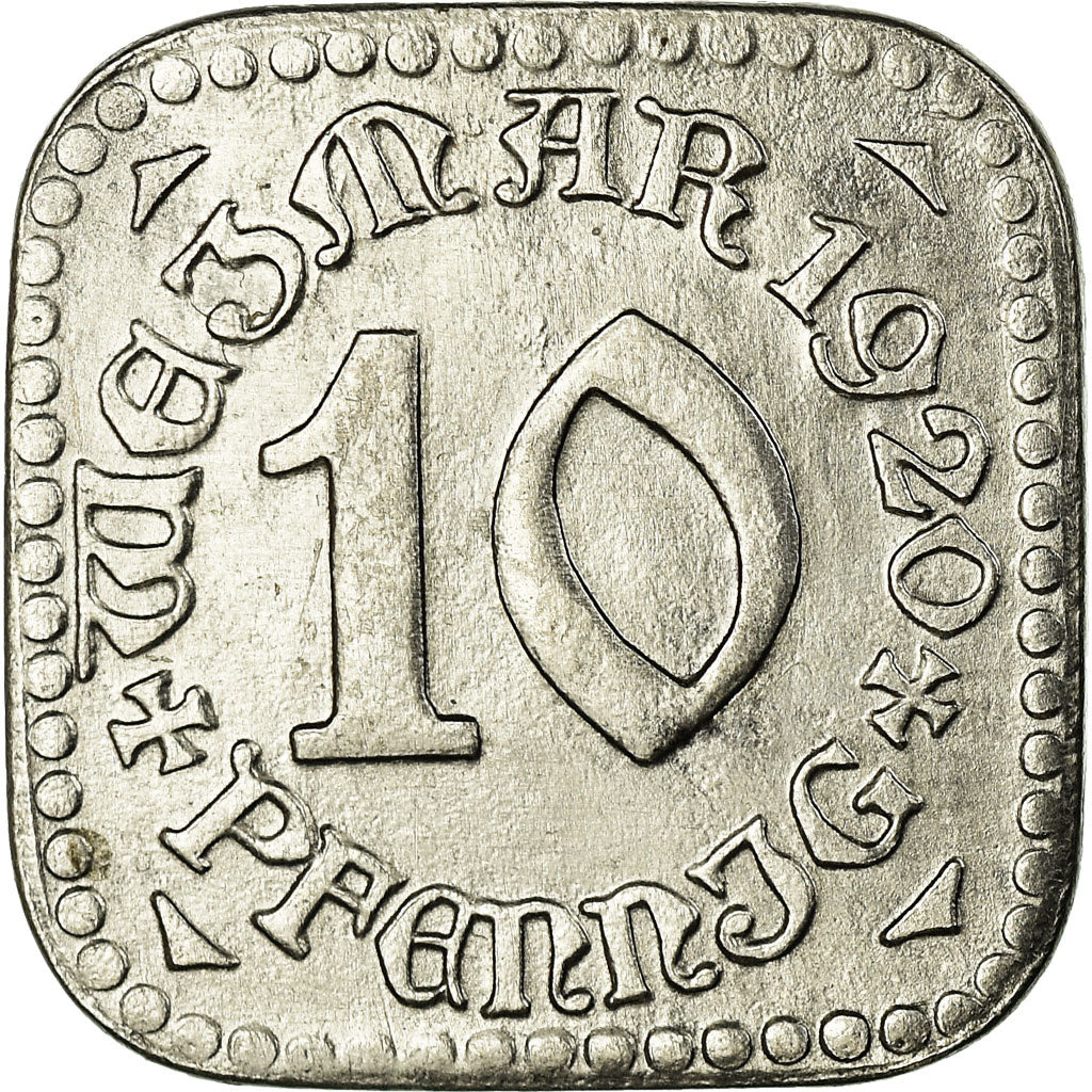 Coin, Germany, Stadt Weimar, Notgeld, Weimar, 10 Pfennig, 1920, AU(55-58), Iron