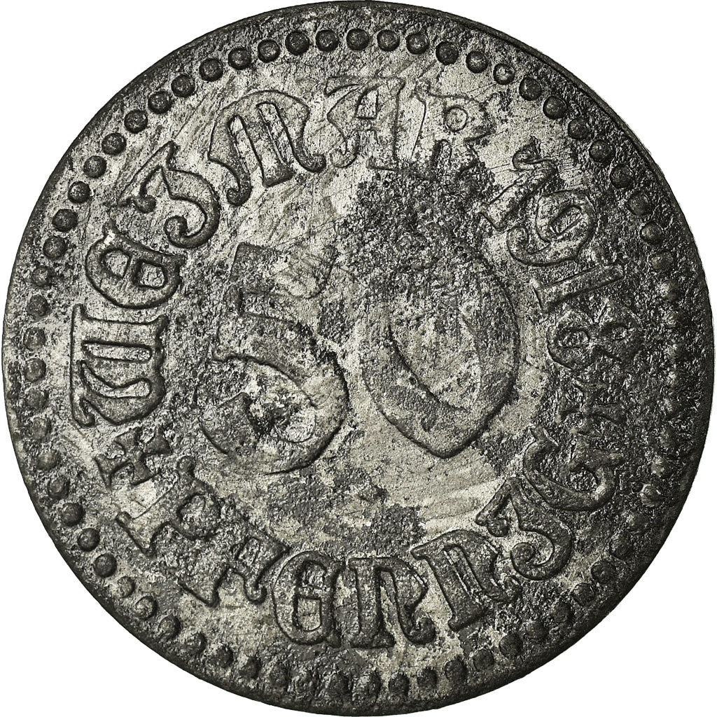 Moneda, Alemania, Stadt Weimar, Notgeld, Weimar, 50 Pfennig, 1918, MBC, Cinc