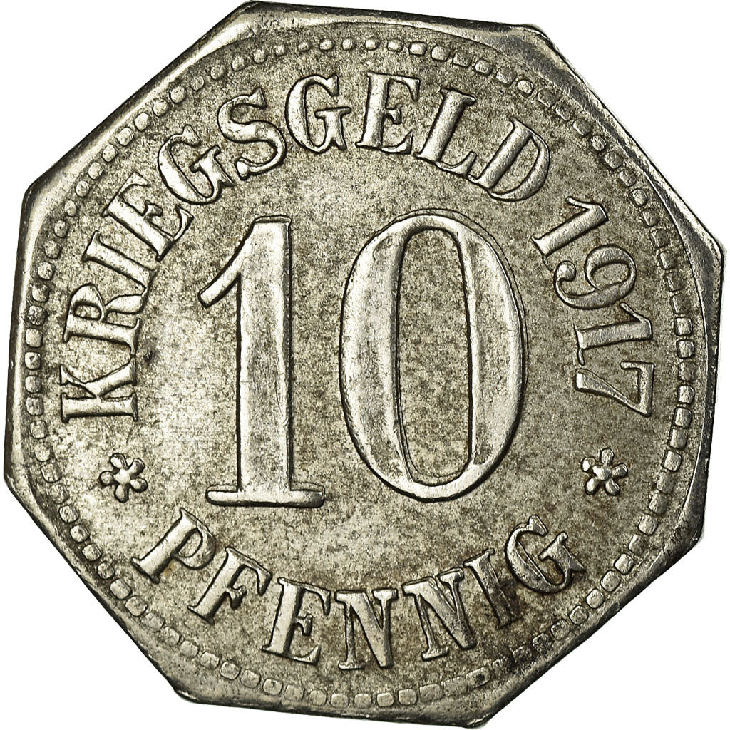 Coin, Germany, Residenzstadt Wiesbaden, Kriegsgeld, Wiesbaden, 10 Pfennig, 1917