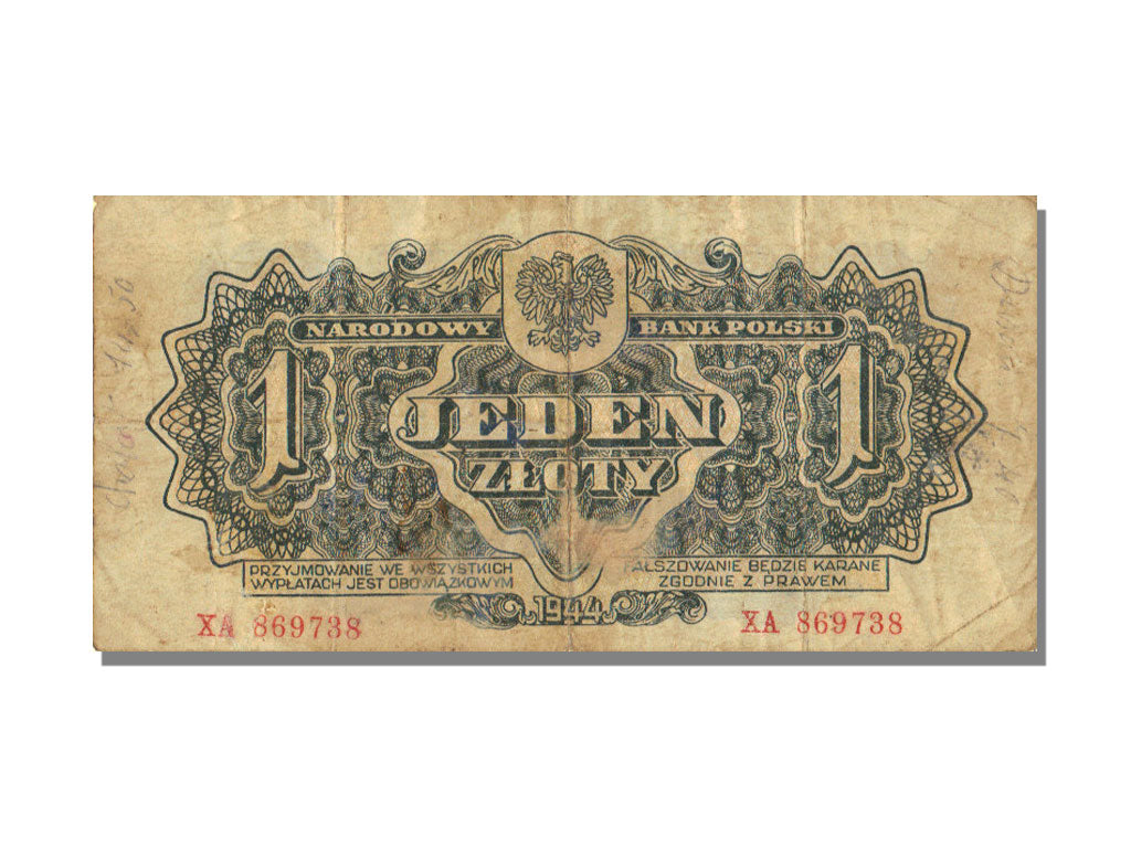 Poland, 1 Zloty, 1944, KM #105a, EF(40-45), XA