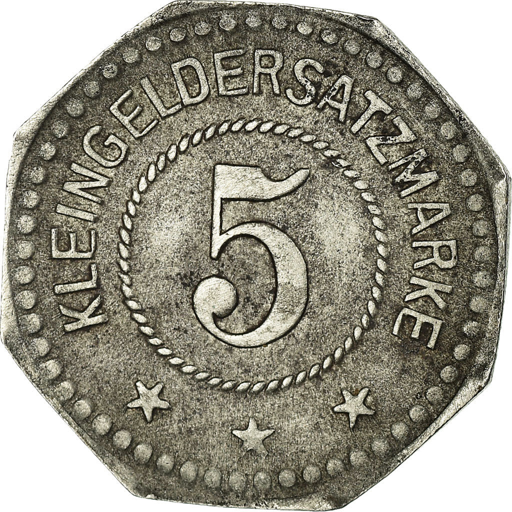 Munten, Duitsland, Stadt Torgau, Kleingeldersatzmarke, Torgau, 5 Pfennig, 1917