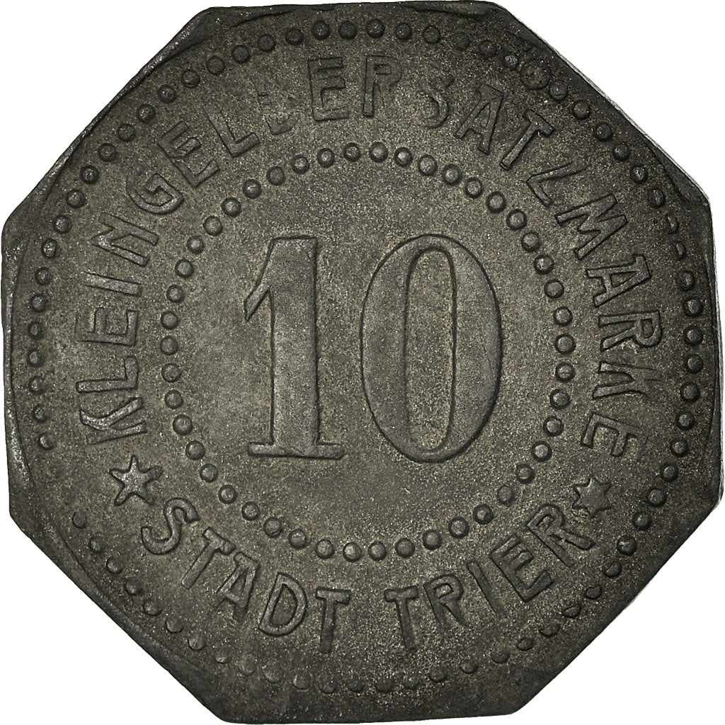 Moeda, Alemanha, Stadt Trier, Kleingeldersatzmarke, Trier, 10 Pfennig