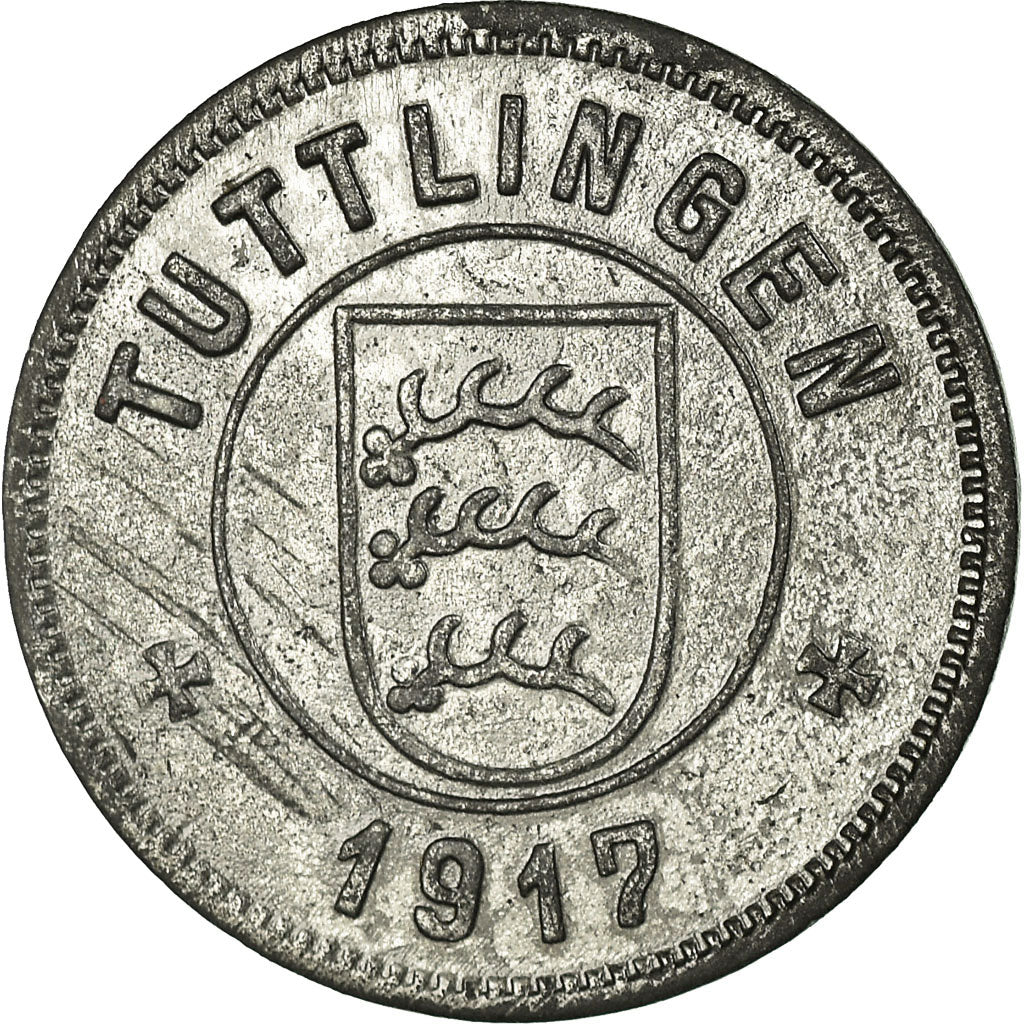 Moneta, Germania, Kriegsmünze, Tuttlingen, 10 Pfennig, 1917, BB+, Zinco