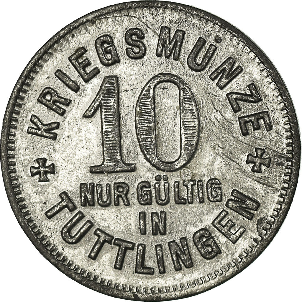 Moneta, Germania, Kriegsmünze, Tuttlingen, 10 Pfennig, 1917, BB+, Zinco