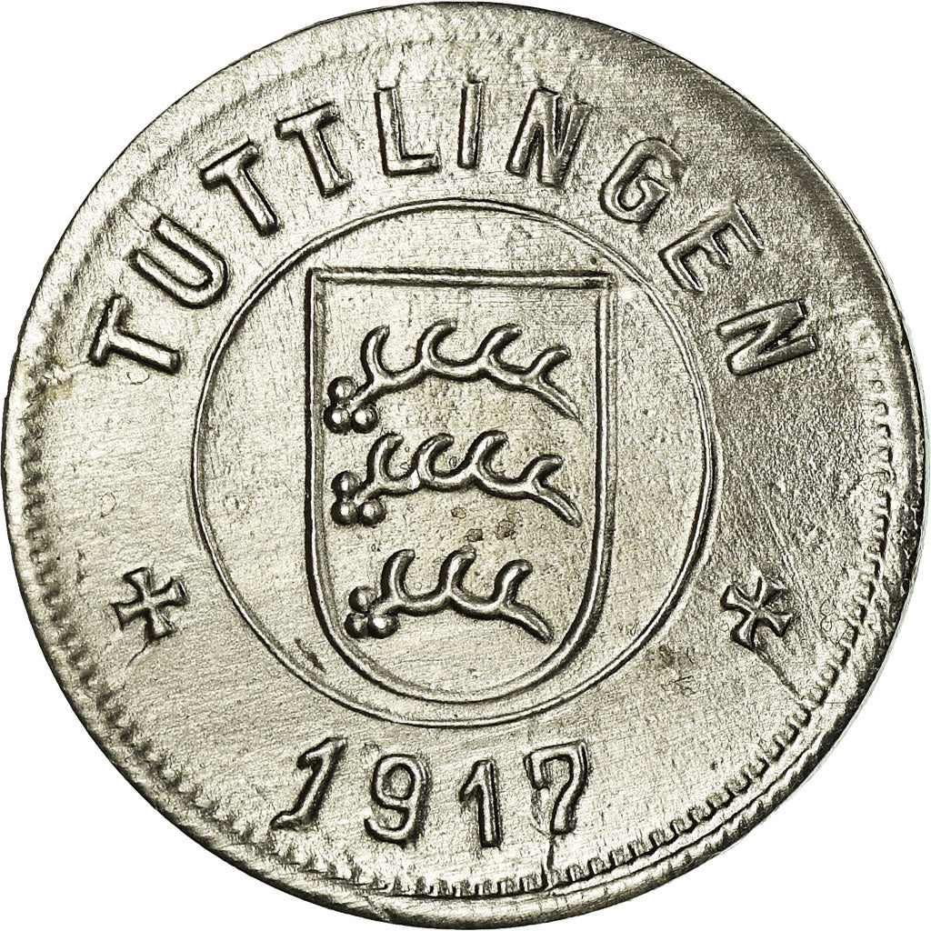 Coin, Germany, Kriegsmünze, Tuttlingen, 10 Pfennig, 1917, AU(50-53), Iron