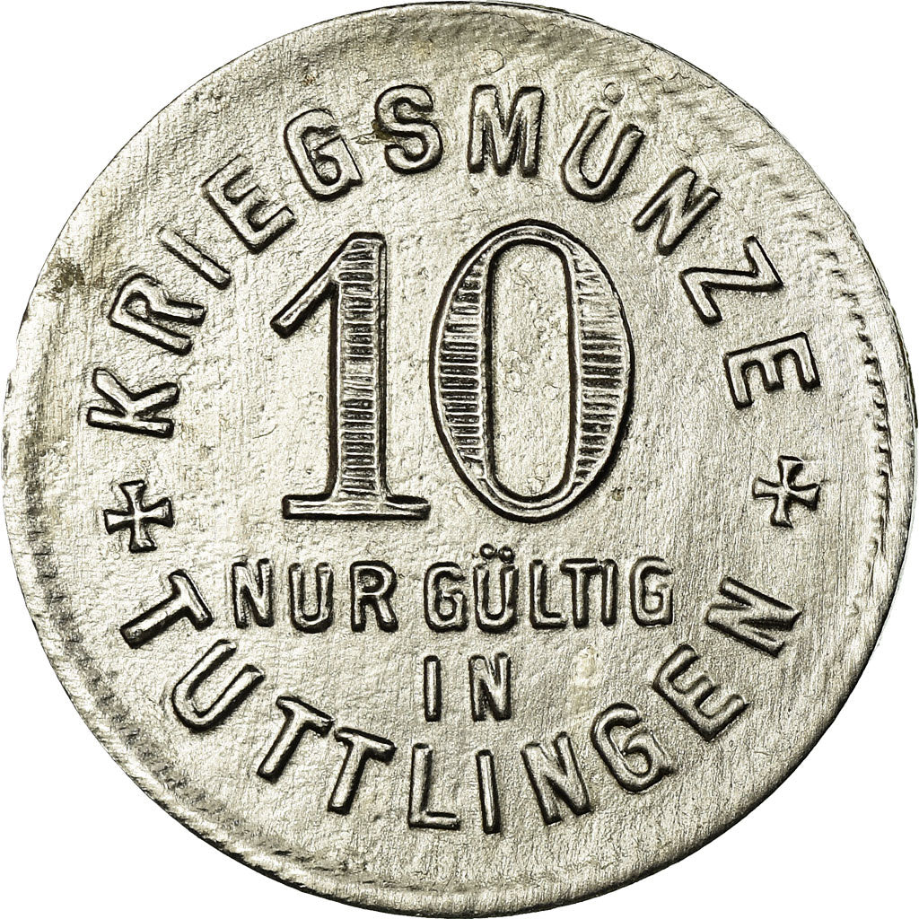 Coin, Germany, Kriegsmünze, Tuttlingen, 10 Pfennig, 1917, AU(50-53), Iron