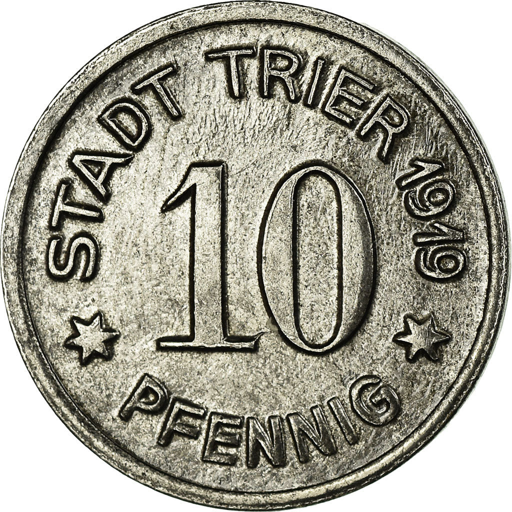 Coin, Germany, Stadt Trier, Trier, 10 Pfennig, 1919, AU(55-58), Iron