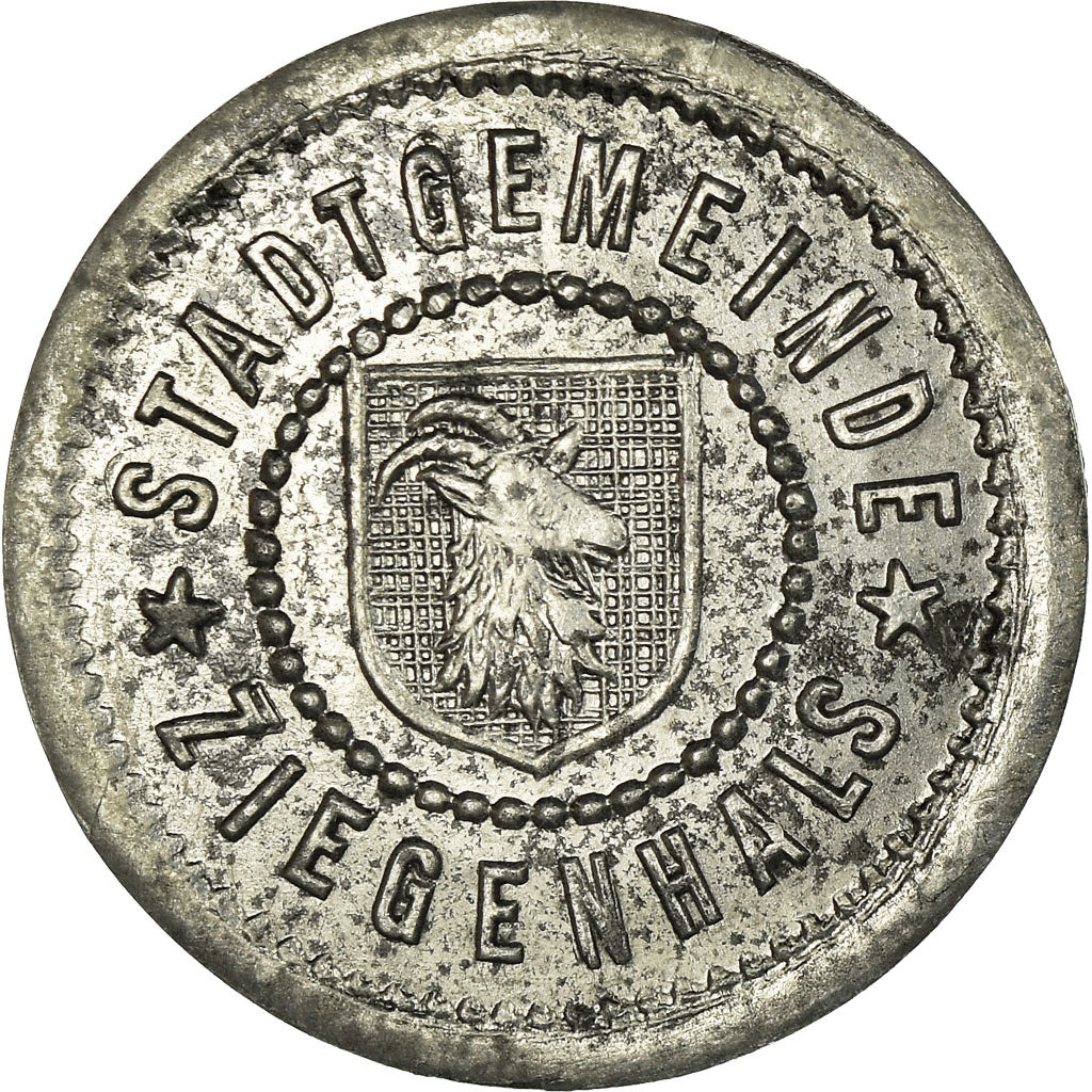 Coin, Germany, Stadtgemeinde, Kleingeldersatzmarke, Ziegenhals, 10 Pfennig