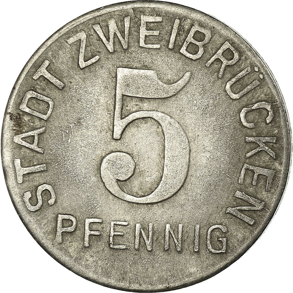 Coin, Germany, Stadt Zweibrücken, Zweibrücken, 5 Pfennig, 1919, EF(40-45)