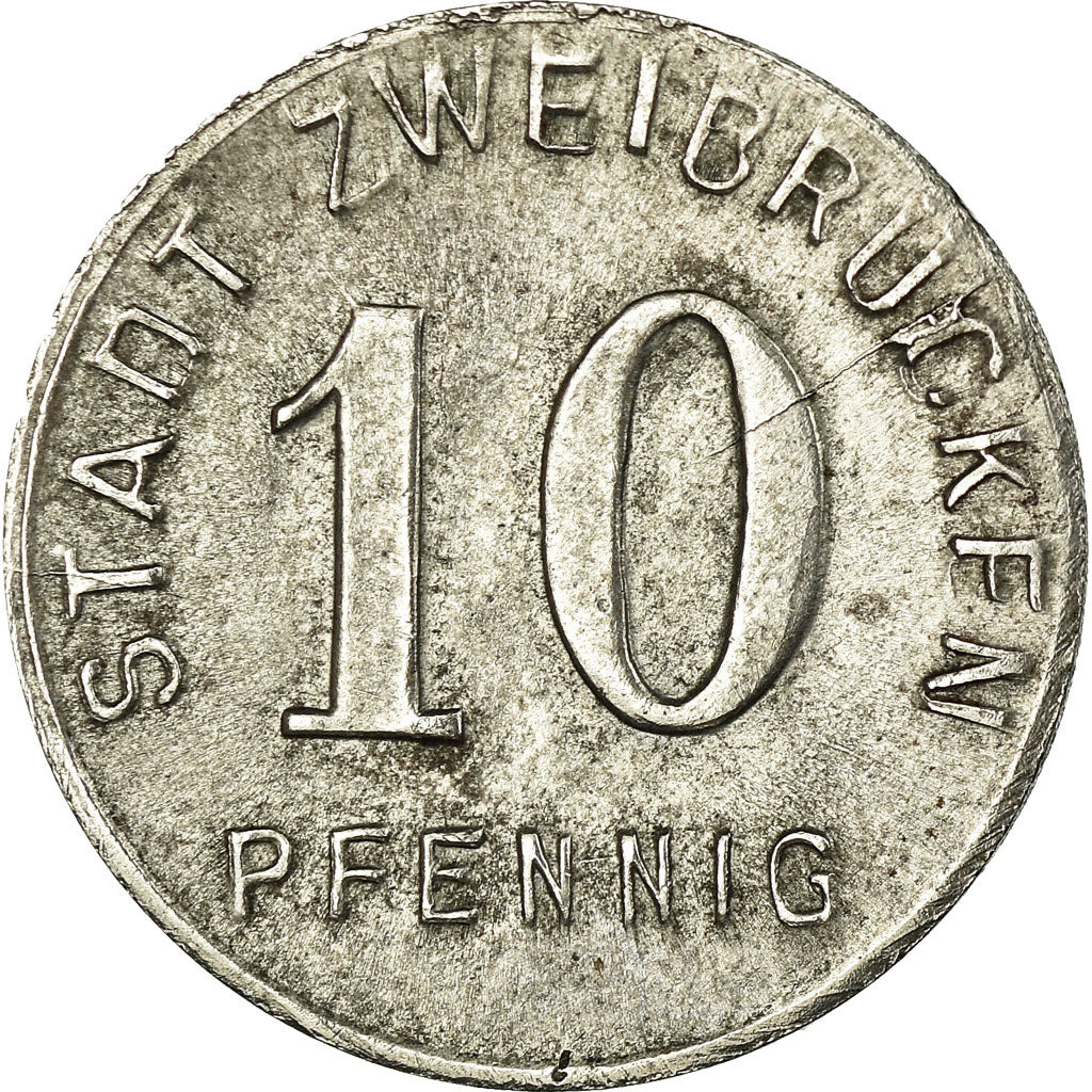Moneta, Germania, Stadt Zweibrücken, Zweibrücken, 10 Pfennig, 1919, BB+, Ferro