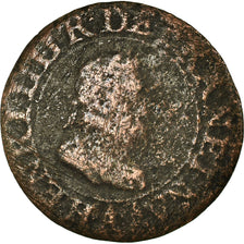 Moneta, Francja, Henri IV, Double Tournois, 1606, Paris, F(12-15), Miedź
