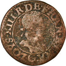Moneda, Francia, Louis XIII, Double Tournois, 1619, Poitiers, BC, Cobre
