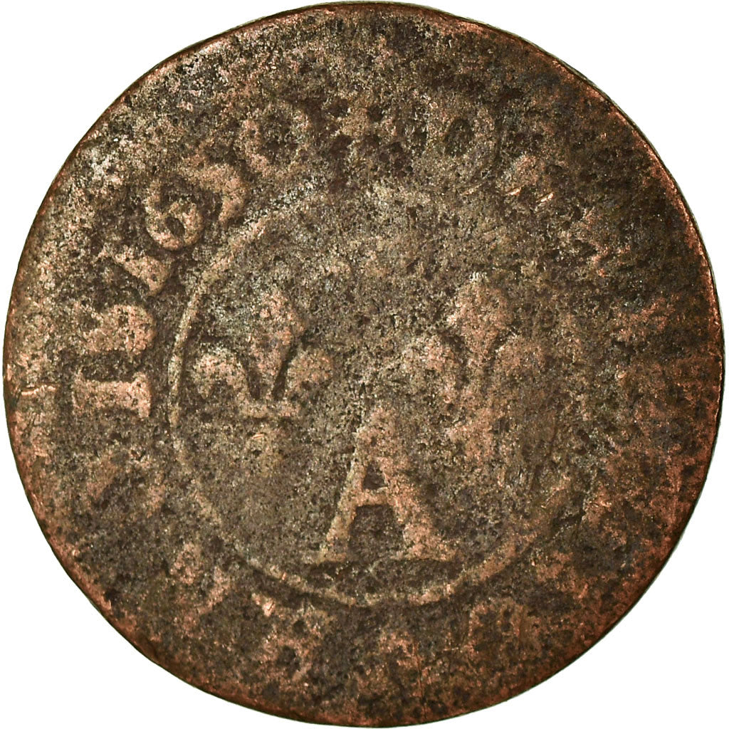 Monnaie, France, DOMBES, Gaston d'Orléans, Denier Tournois, 1650, Trévoux, B+