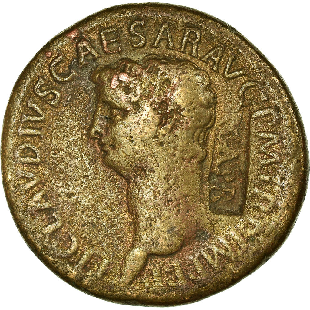 Münze, Claudius, Dupondius, 42-43, Rome, Countermark, S+, Bronze, RIC:110