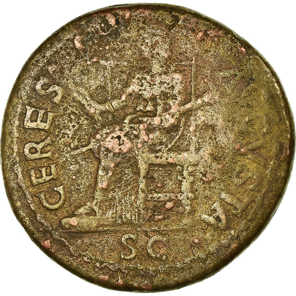 Münze, Claudius, Dupondius, 42-43, Rome, Countermark, S+, Bronze, RIC:110