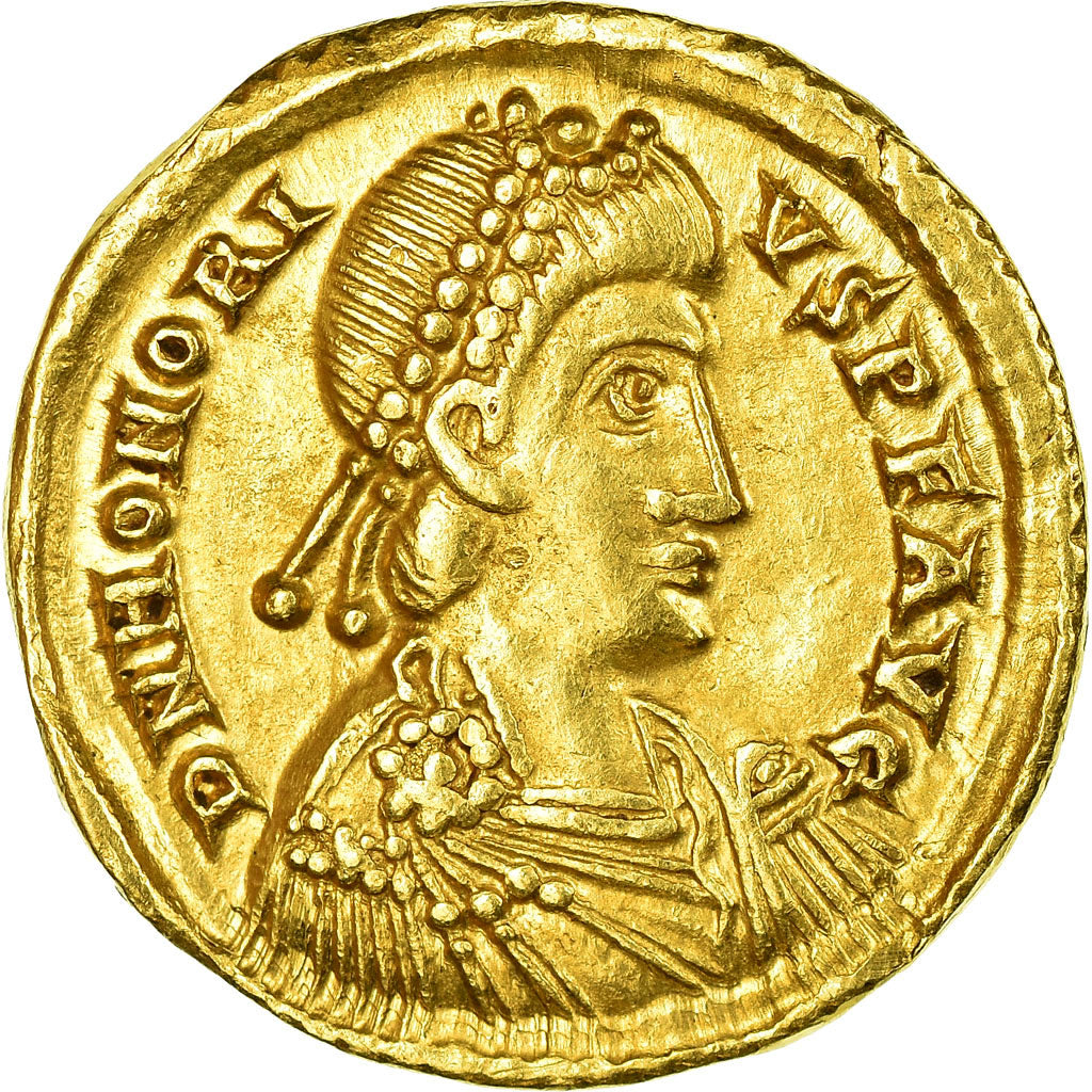 Coin, Honorius, Solidus, 402-408, Ravenna, AU(55-58), Gold, RIC:1287