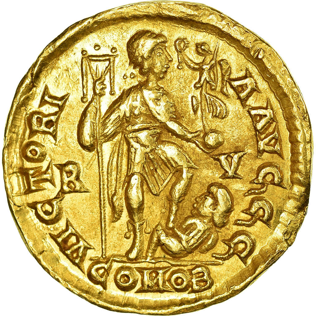 Coin, Honorius, Solidus, 402-408, Ravenna, AU(55-58), Gold, RIC:1287