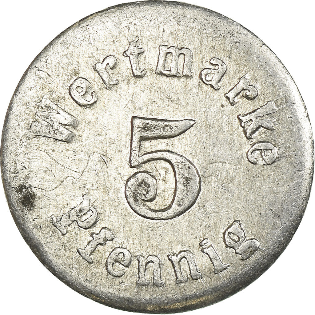 Coin, Germany, Stadt Münden, Wertmarke, Münden, 5 Pfennig, EF(40-45), Aluminum