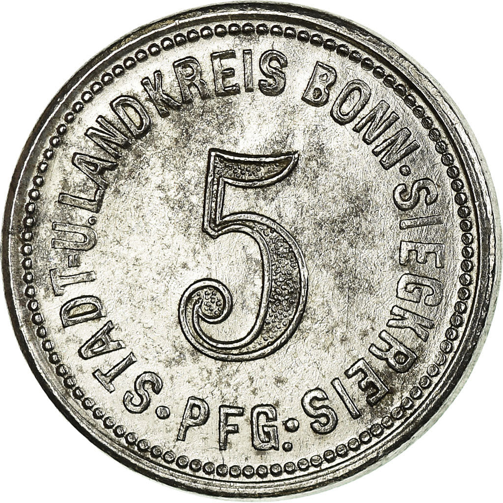 Monnaie, Allemagne, Stadt und Landkreis Bonn, Siegkreis, Bonn, 5 Pfennig, TTB+