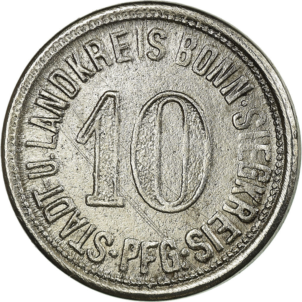 Moneta, Germania, Stadt und Landkreis Bonn, Siegkreis, Bonn, 10 Pfennig, 1918
