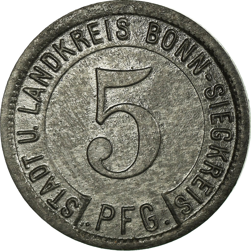 Coin, Germany, Stadt und Landkreis Bonn, Siegkreis, Bonn, 5 Pfennig, 1919