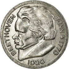 Coin, Germany, Beethoven, Bonn, 50 Pfennig, 1920, AU(55-58), Iron