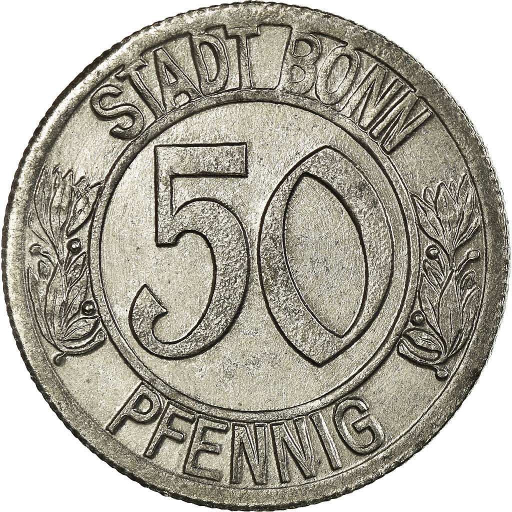 Coin, Germany, Beethoven, Bonn, 50 Pfennig, 1920, AU(55-58), Iron