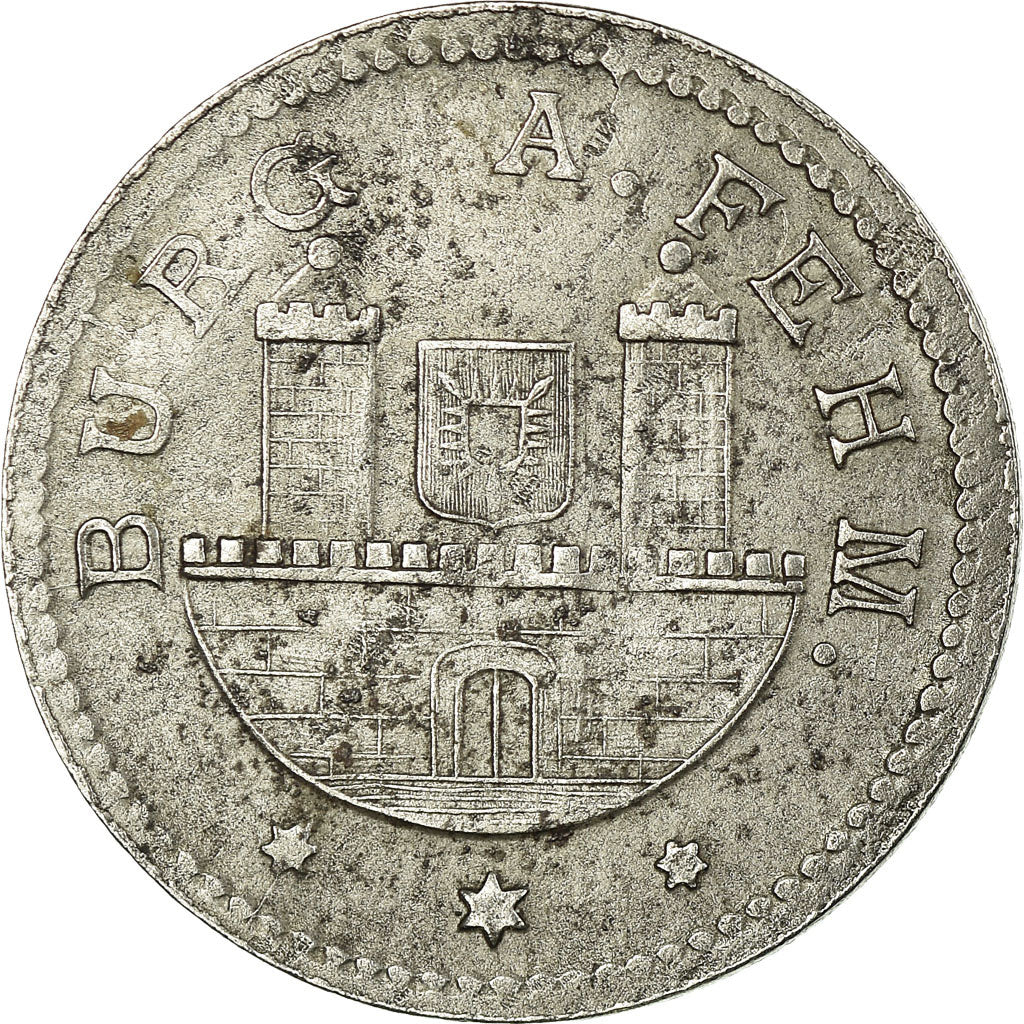 Moneta, Germania, Kriegsnotgeld, Burg auf Fehmarn, 10 Pfennig, 1917, BB, Ferro