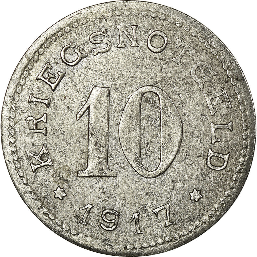 Moneta, Germania, Kriegsnotgeld, Burg auf Fehmarn, 10 Pfennig, 1917, BB, Ferro
