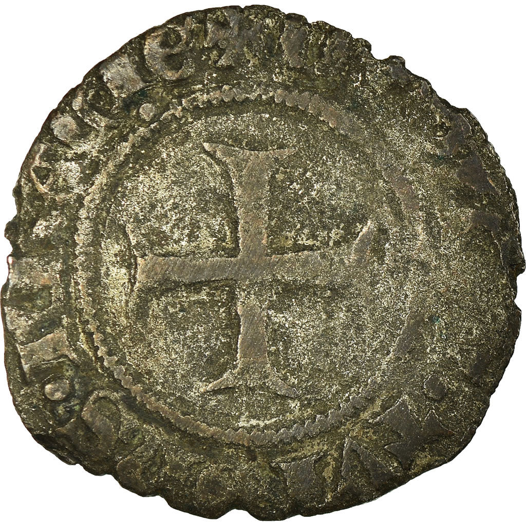 Monnaie, France, Charles VI, Double Tournois, Niquet, Saint-Quentin, TB, Billon