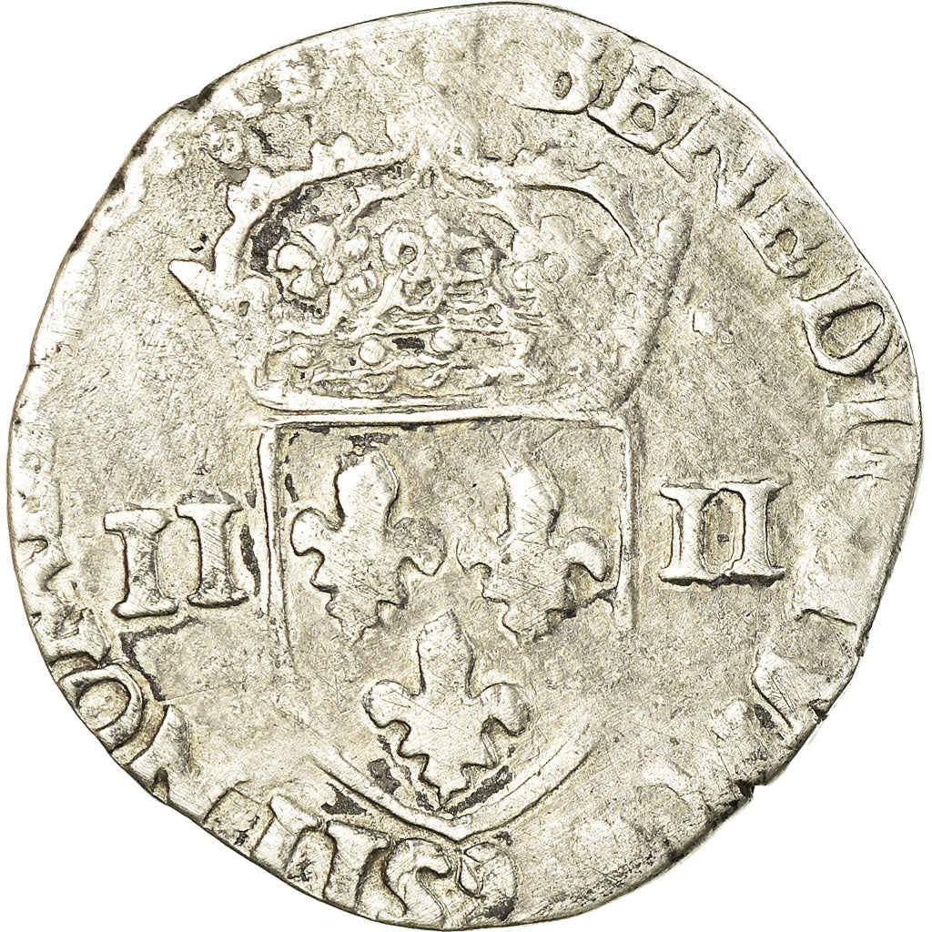 Coin, France, Henri III, 1/4 Ecu, 1584, Rennes, VF(20-25), Silver, Sombart:4662