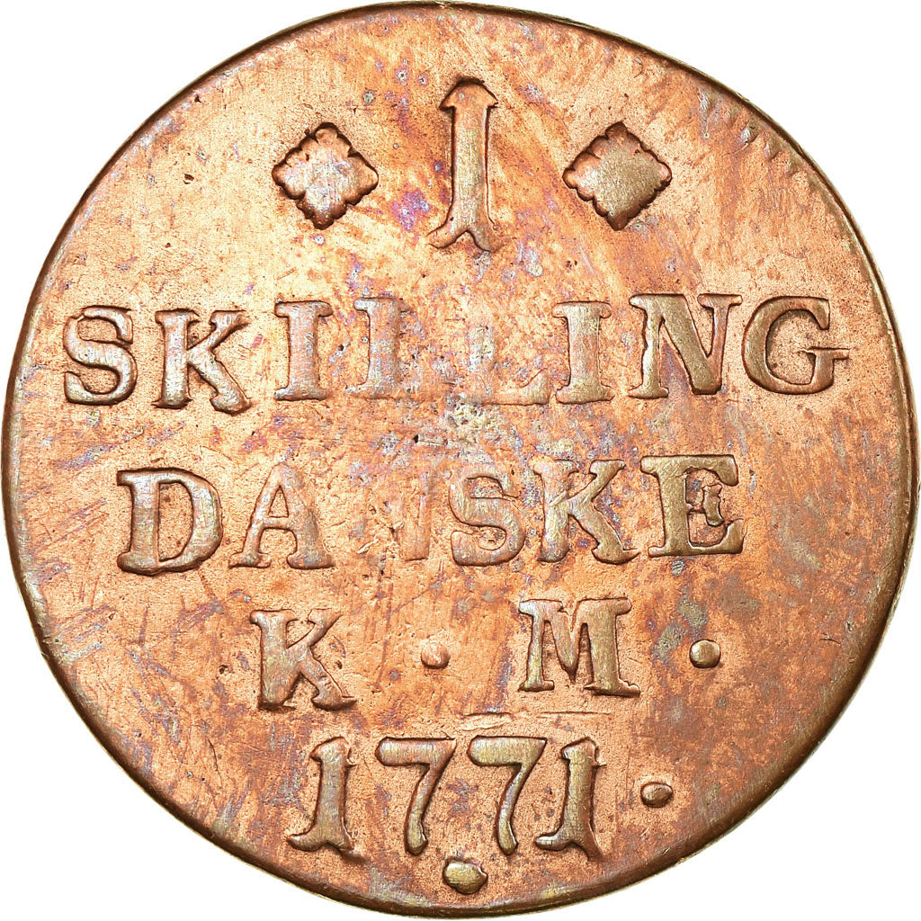 Coin, Denmark, Christian VII, Skilling, 1771, Copenhagen, VF(20-25), Copper