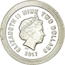 Coin, Niue, Elizabeth II, Athena Owl, 2 Dollars, 2017, 1 Oz, MS(63), Silver