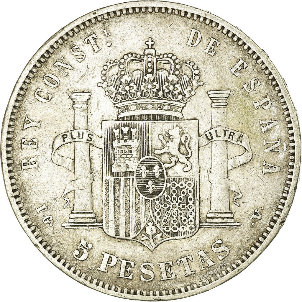 Coin, Spain, Alfonso XIII, 5 Pesetas, 1894, VF(20-25), Silver, KM:700