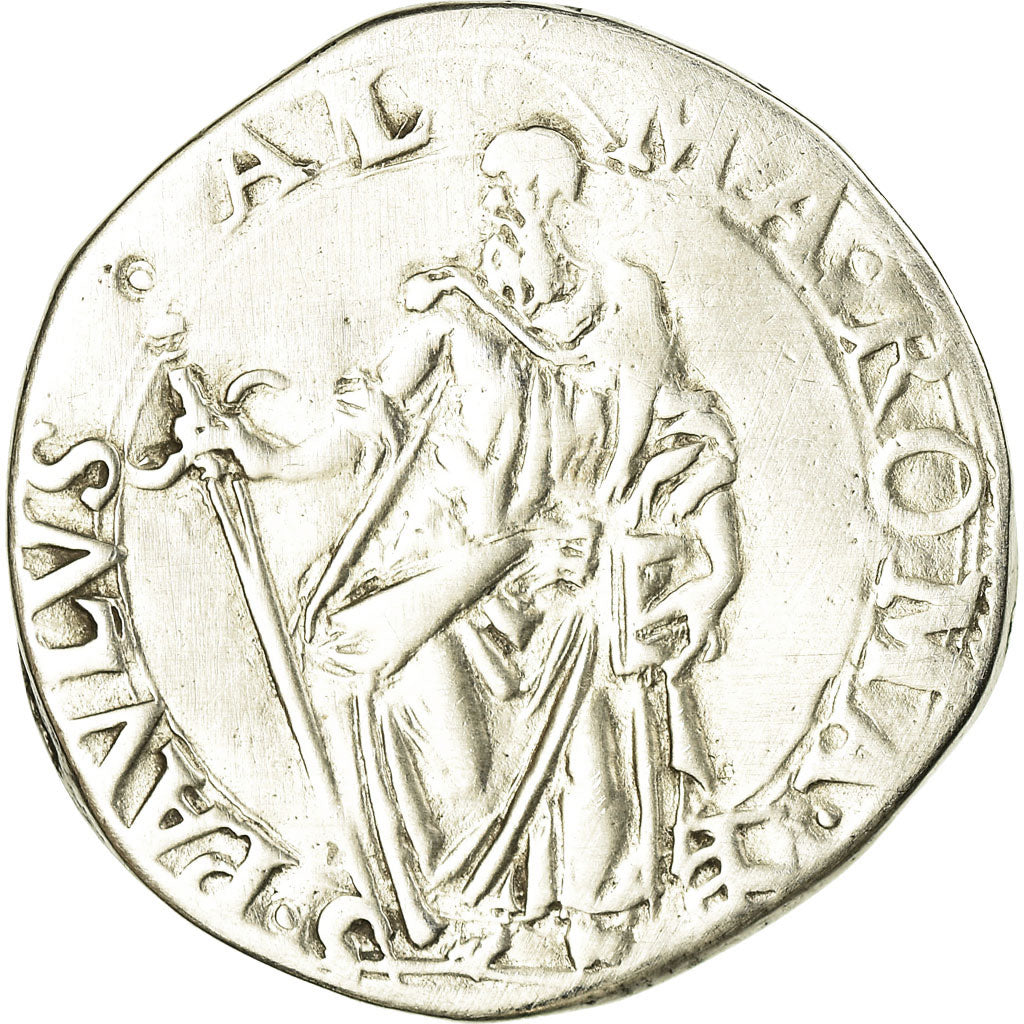Coin, ITALIAN STATES, Paul V, Testone, Roma, Rare, VF(30-35), Silver