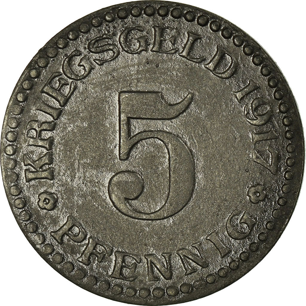 Moneda, Alemania, Residenzstadt Cassel, Kriegsgeld, Cassel, 5 Pfennig, 1917