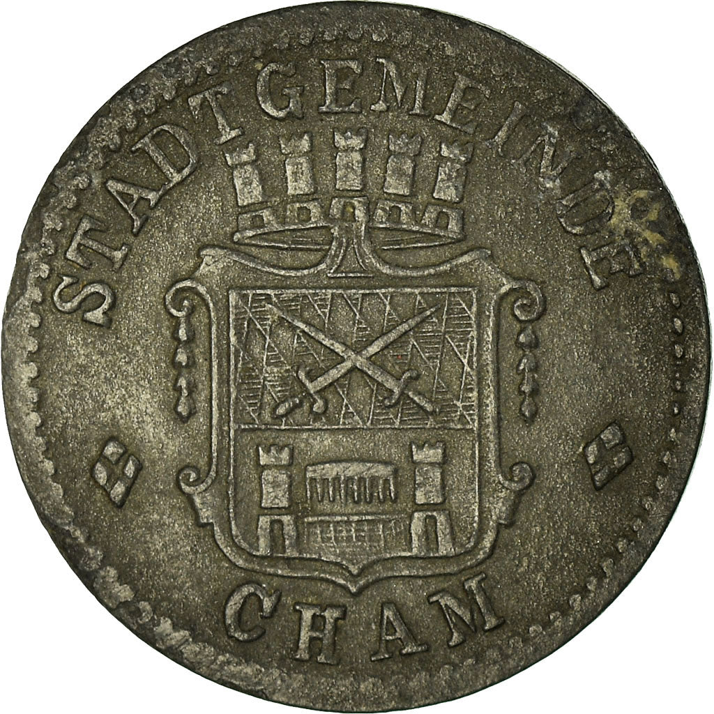Coin, Germany, Stadtdemeinde, Kriegs-Notmünze, Cham, 5 Pfennig, EF(40-45), Zinc