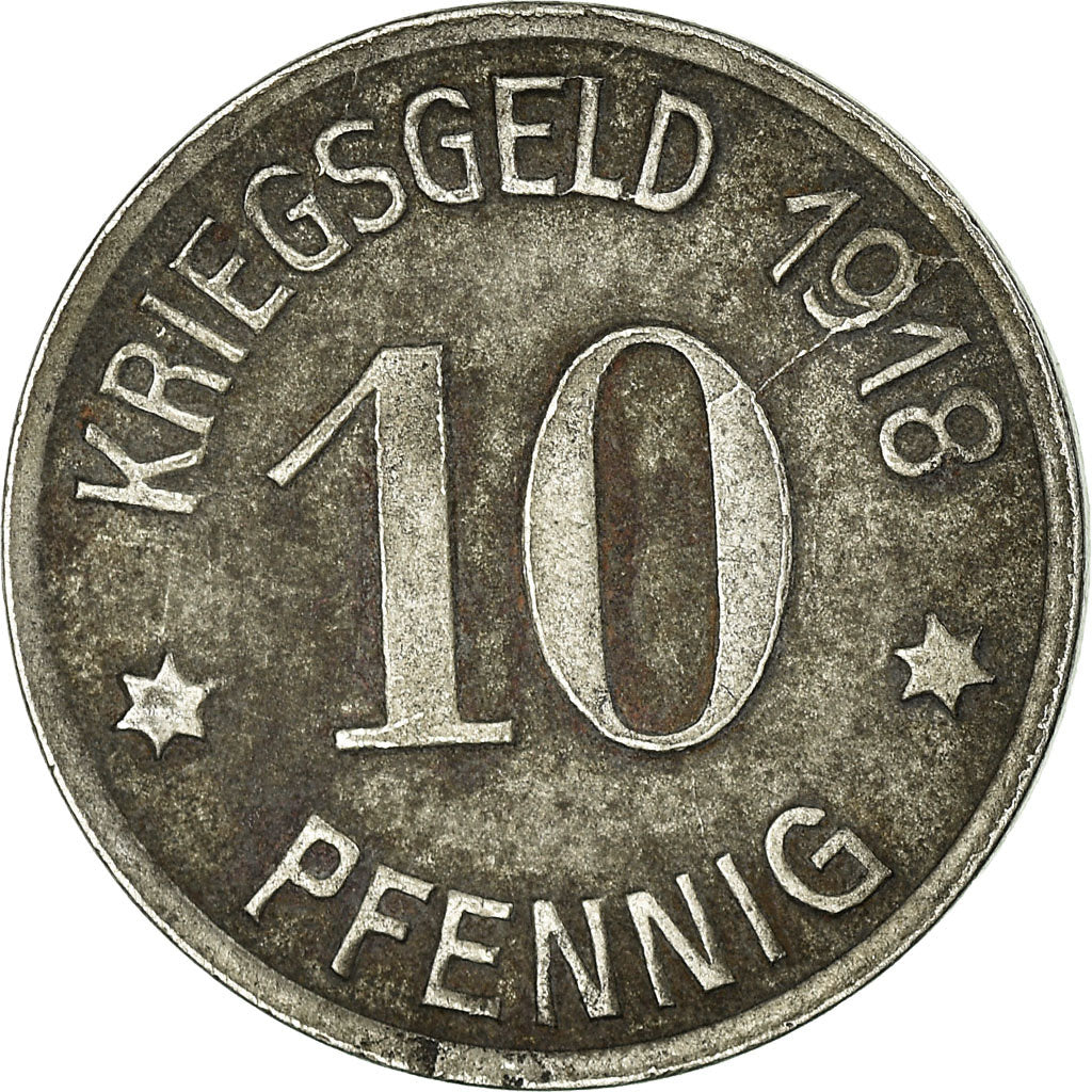 Coin, Germany, Kriegsgeld, Coblenz, 10 Pfennig, 1918, EF(40-45), Iron
